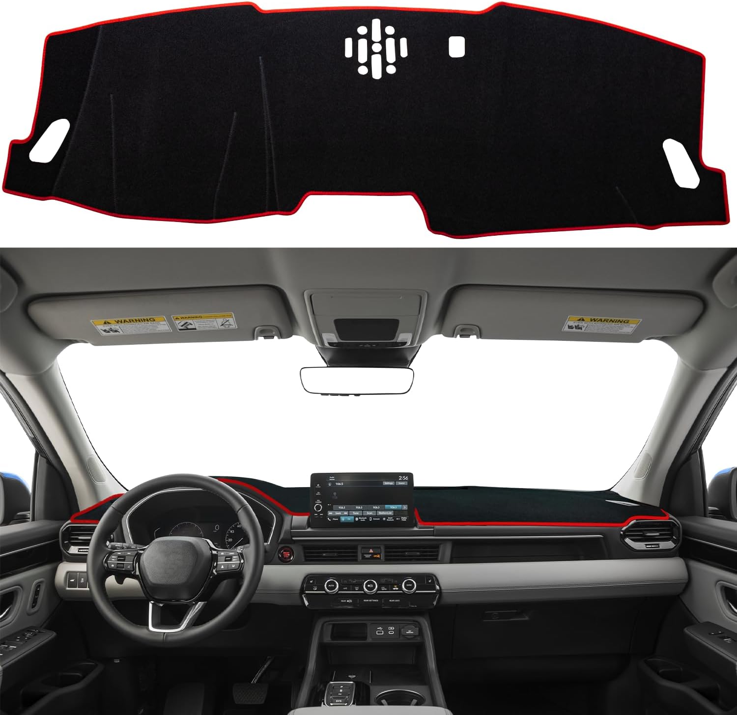 Dashboard Cover Fit for Honda Pilot Accessories 2023 2024 2025 2026 Dash Board Mat Center Console Sunshield Pad Anti-Glare Dash Carpet Protector Without HUD (Black)