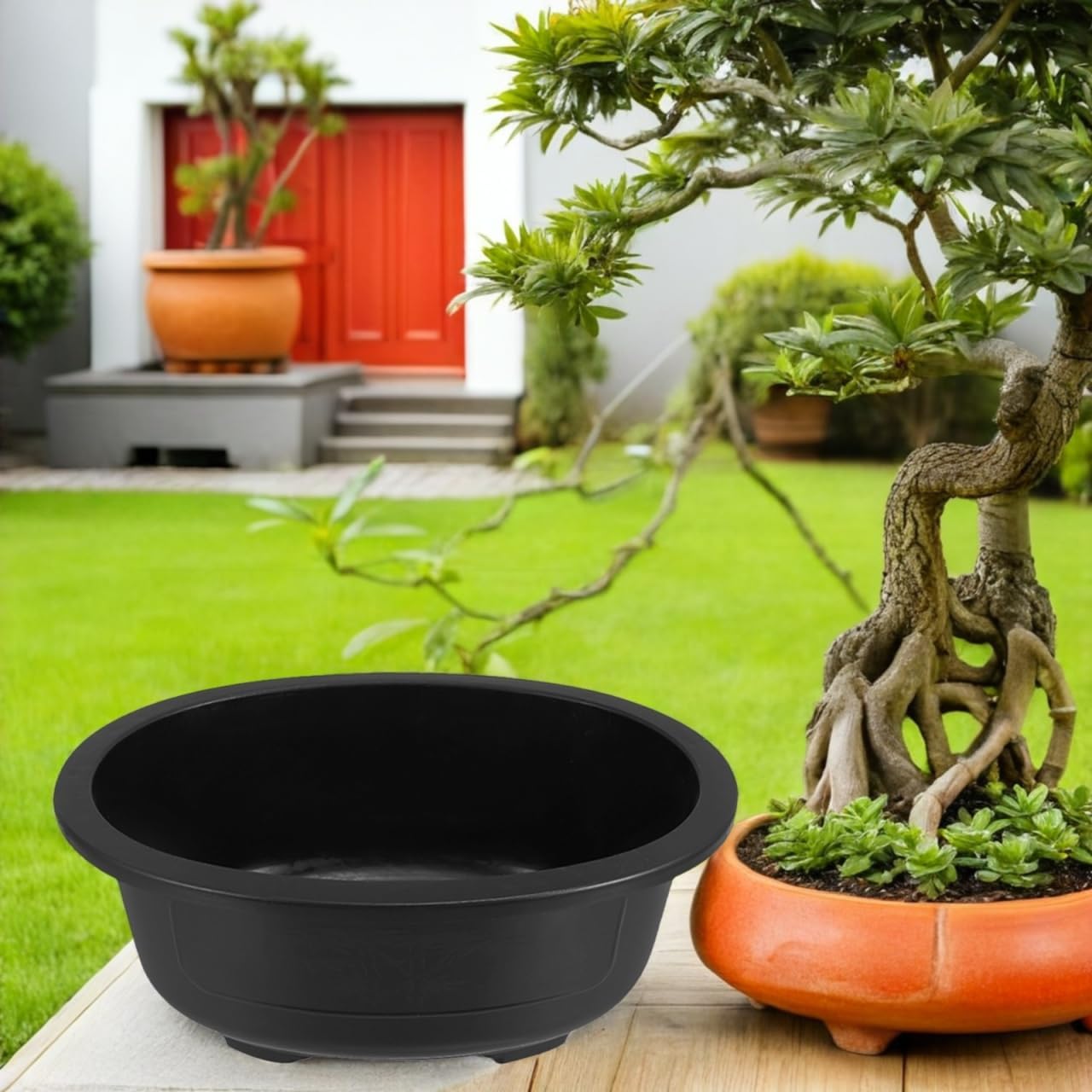 ERINGOGO 2-Pack Large Oval Plastic Flower Pots with Drainage Holes 19.68X15.35X6.29In Planters for Outdoor Plants Indoor Bonsai and Orchid Cultivation Garden Balcony Nursery Containers