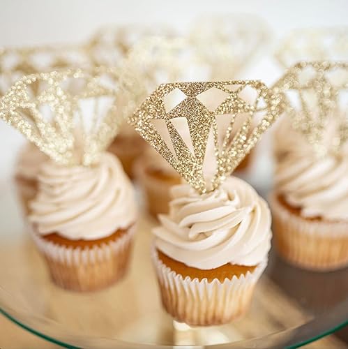 Miniatura 6 de Bridal Shower Decorations, Diamond Cupcake Donut Toppers, Wedding Decorations, Set of 12