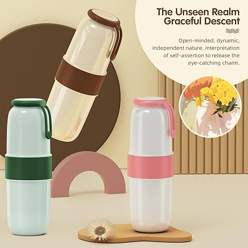 Miniatura 2 de Estuche para cepillo de dientes de viaje, taza portátil multifunción para cepillos de dientes con mango de silicona, contenedor de cepillo de