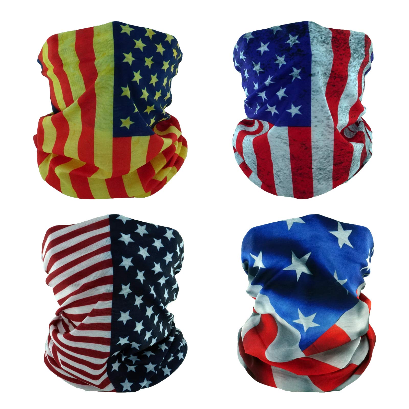 Smehcf Unisex 4X Us Flag Seamless Half Face Mask #1 4 Us Flag Headband Bandana Balaclava Half Face Mask Shield Head Hair Scarf Neck Gaiter Hat Multipurpose For Women Men Breathable Reusable Washable