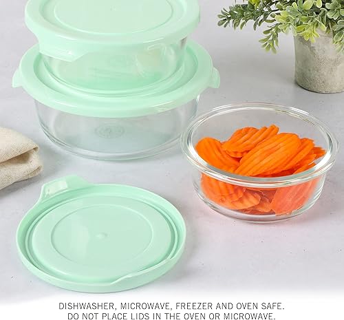 Miniatura 3 de Martha Stewart Juego de recipientes de vidrio de borosilicato de almacenamiento de 12 piezas con tapas azules Martha a presión