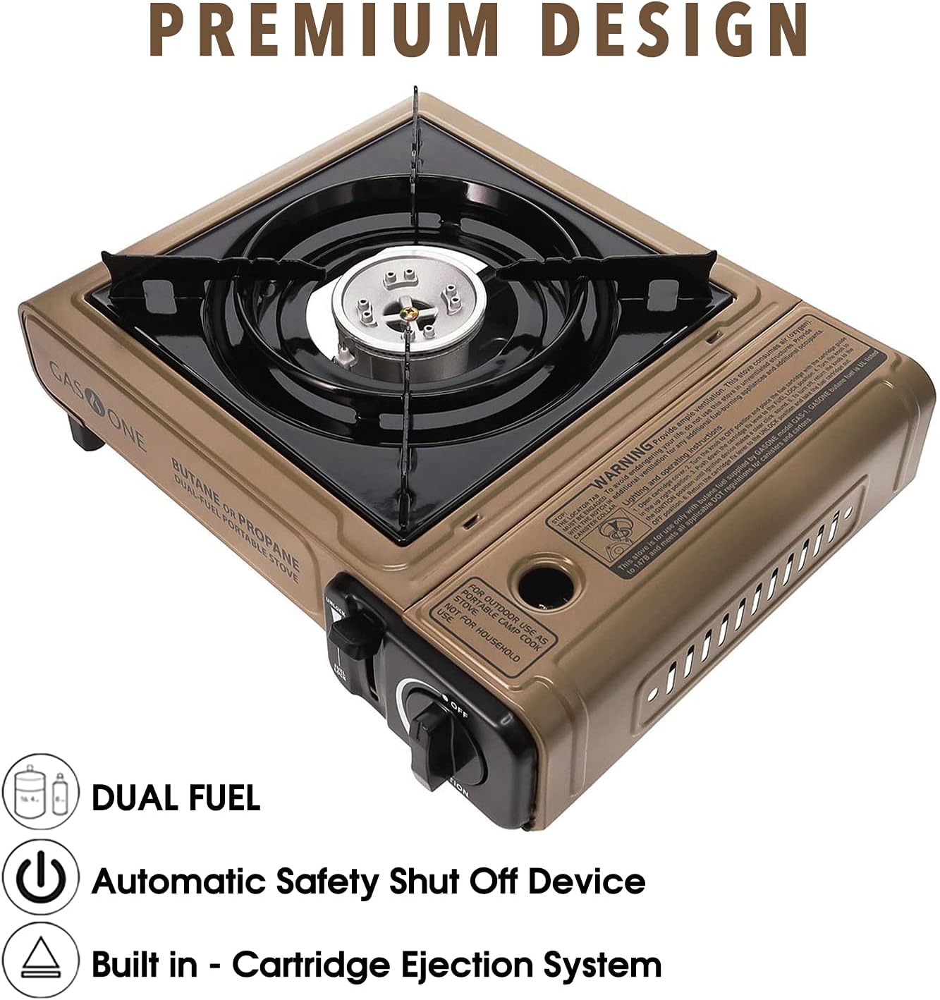 Gas ONE Propane or Butane Stove GS-3400P Dual Fuel Portable Camping and Backpacking Gas Stove Burner with Carrying Case Great for Emergency Preparedness Kit (Gold) : Sports & Outdoors