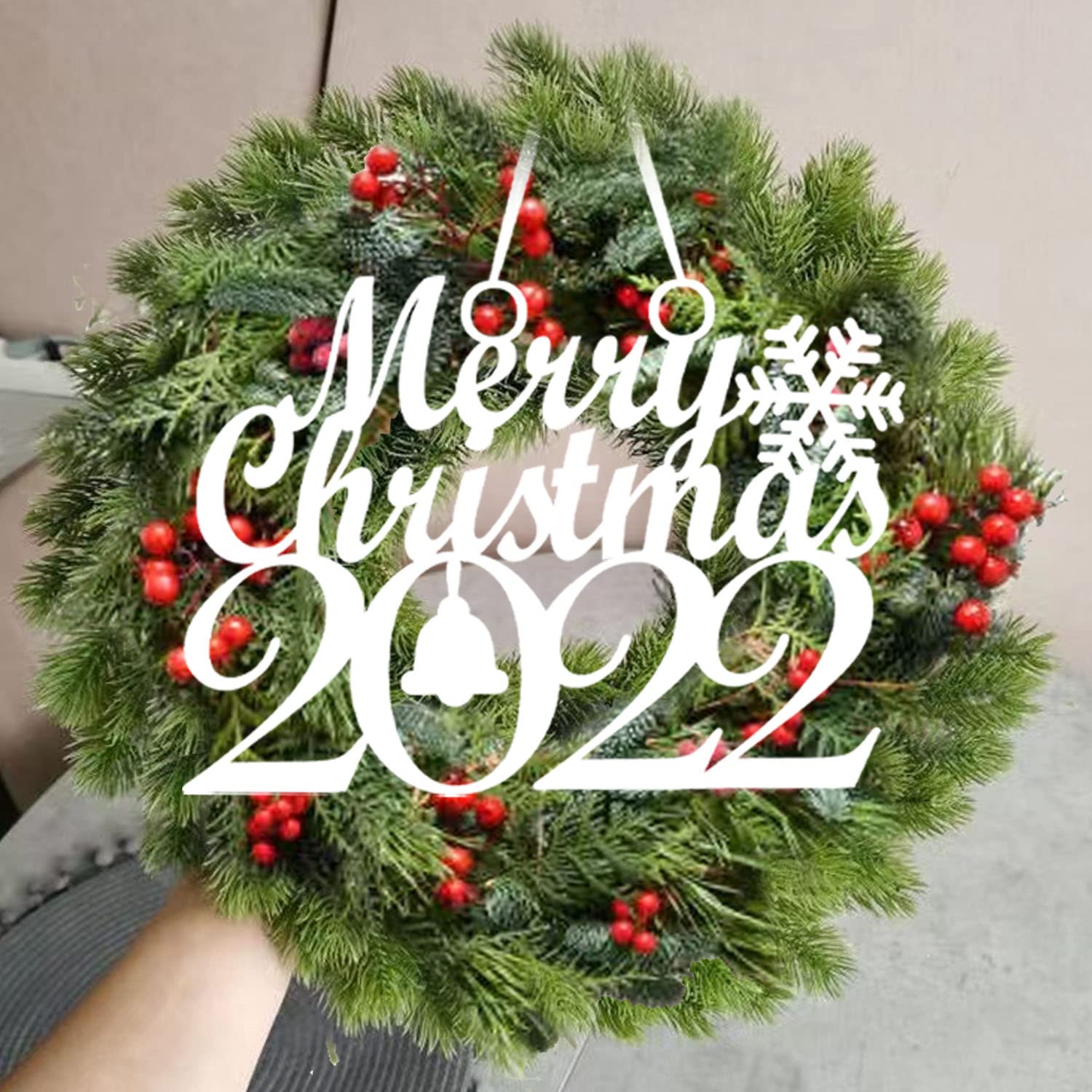 White Merry Christmas 2022 Ornament for Christmas Tree Decorations  