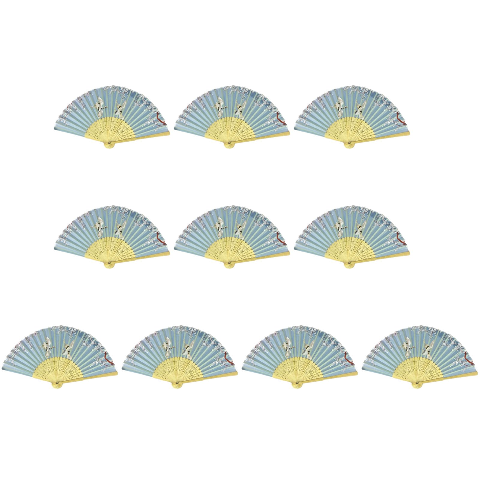 Xinsheinelry Of 10 Bamboo Folding Fans Traditional Chinese Handheld Fan with Elegant Carvings for Cooling and Decoration Bamboo Folding Fan