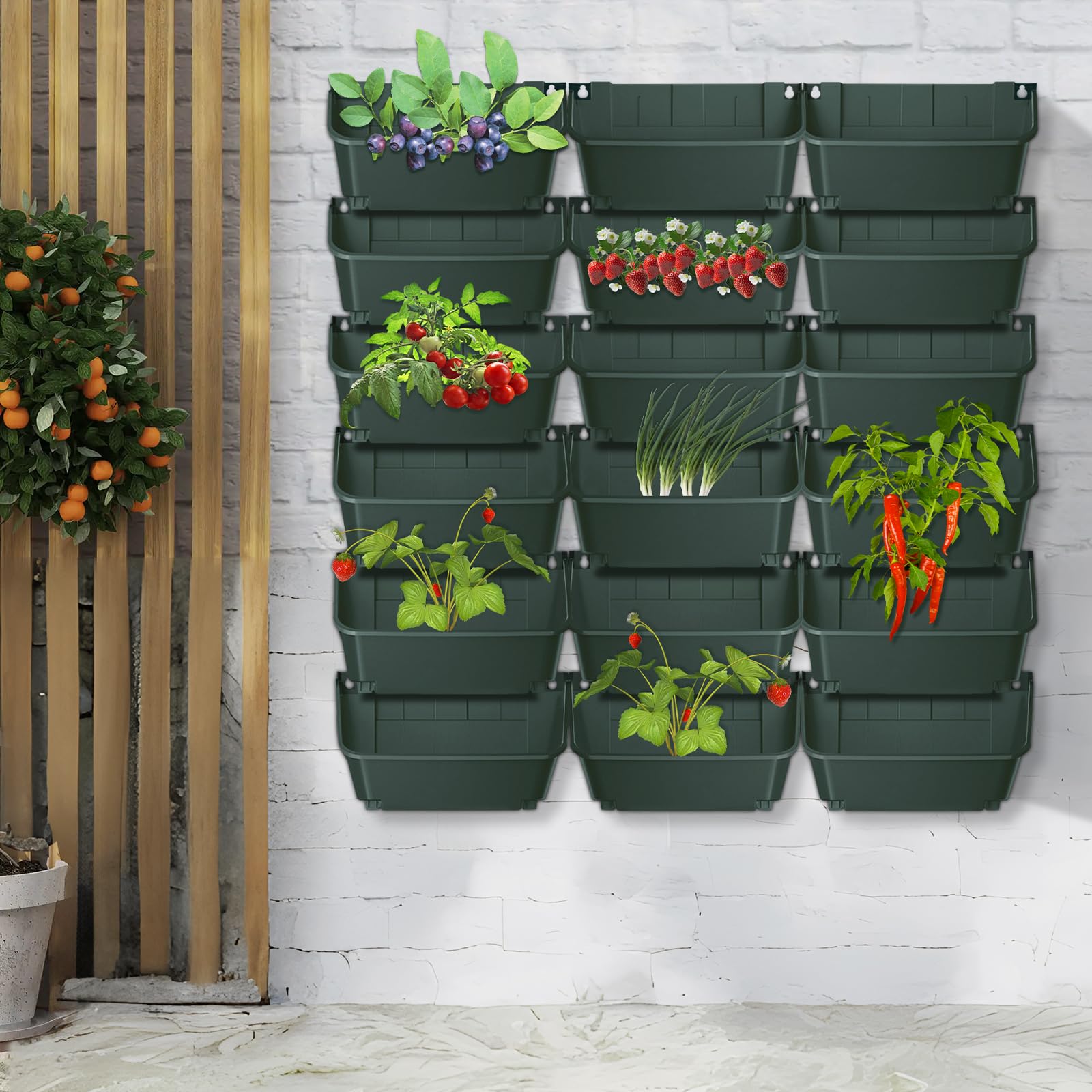 Pianta verticale sospesa da parete, con sistema di irrigazione automatico, salvaspazio, verticale, da giardino, per cortile, giardino, balcone, decorazione della casa (verde scuro)