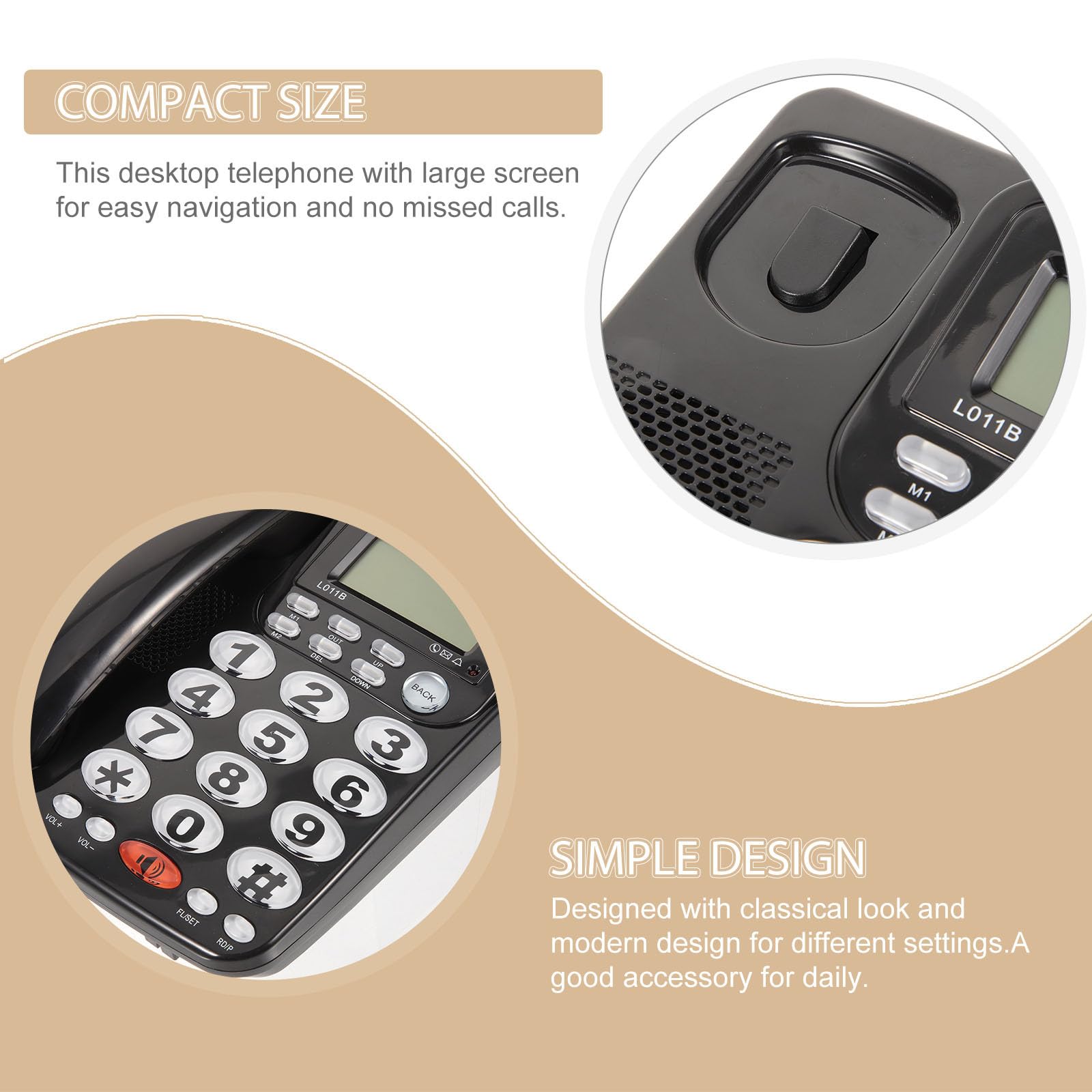 Telefono Fisso da Scrivania per Ufficio e Casa, Design Moderno Classico