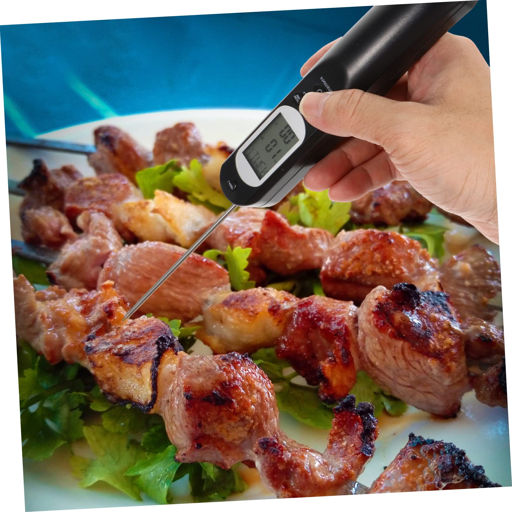 Cabilock Termómetro De Carne Digital Para Barbacoa y Cocina Carga Usb y Alarma De Voz Medidor De Temperatura
