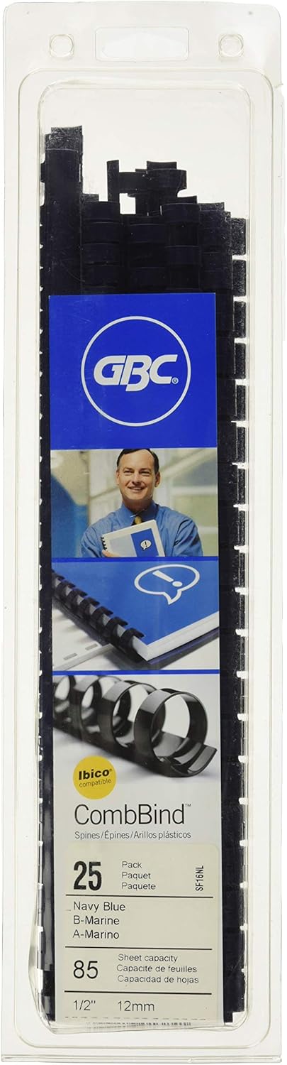 Amazon.com: GBC CombBind Binding Spines, 0.5-Inch Spine Diameter, Navy ...