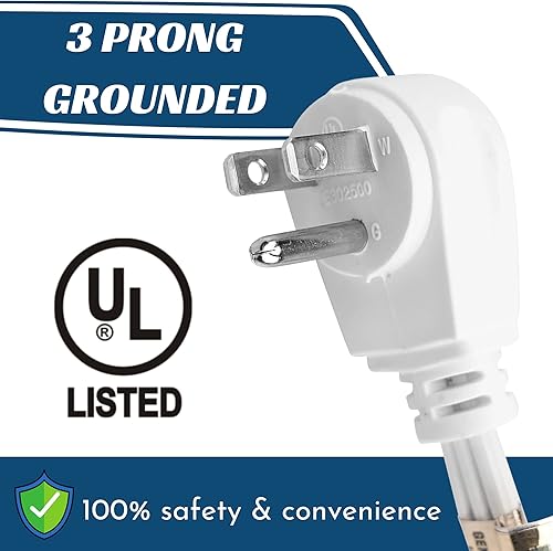 Miniatura 5 de SureSave - Cable de extensión de enchufe plano de 6 pies, cable de extensión de 3 tomas de corriente múltiple de 16 AWG de 24 pulgadas, cable de