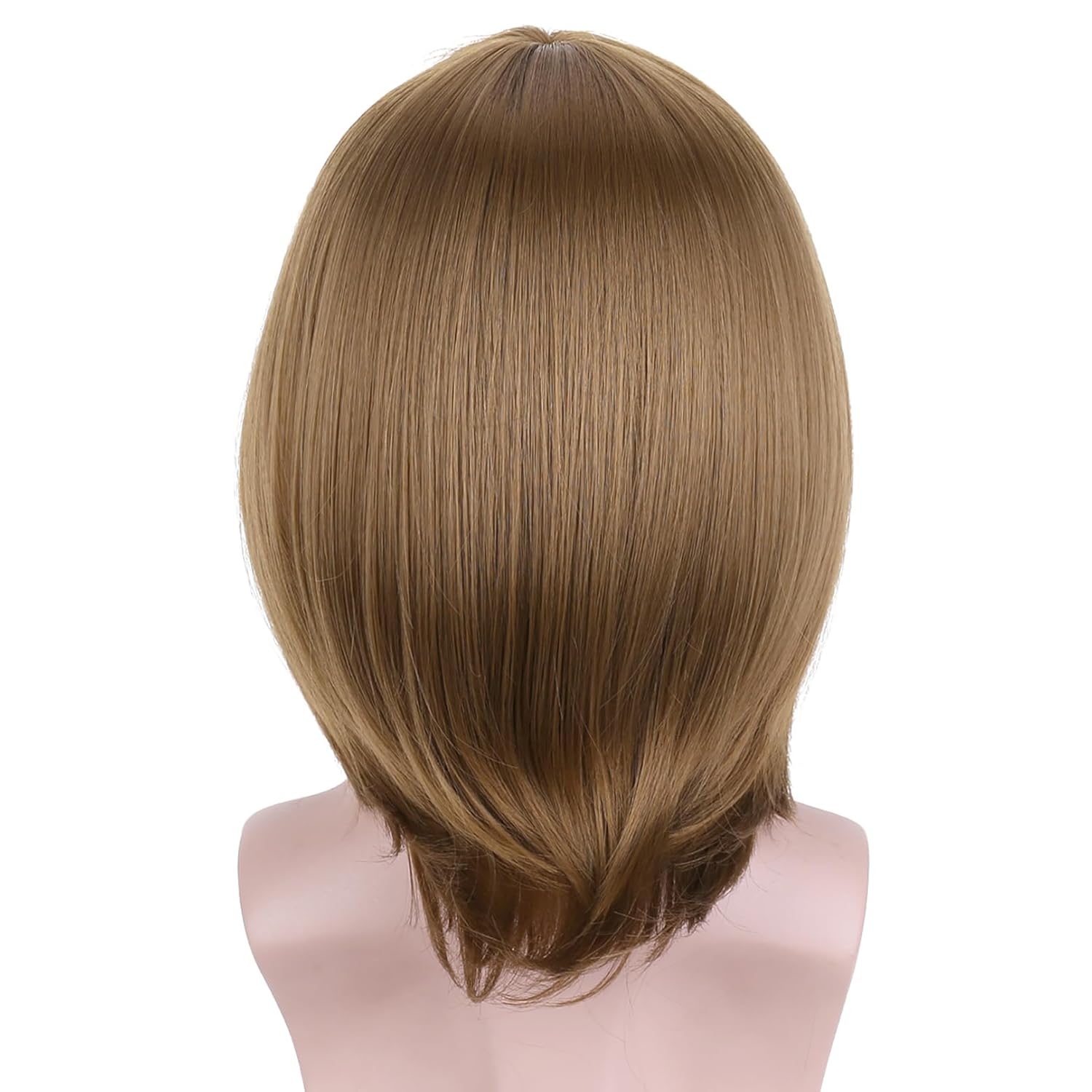 BERON Golden Brown Short Straight Wigs Men's Bob Hair Brown Side Part Wig Layered Heat Resisitant Synthetic Wigs Wig Cap Include