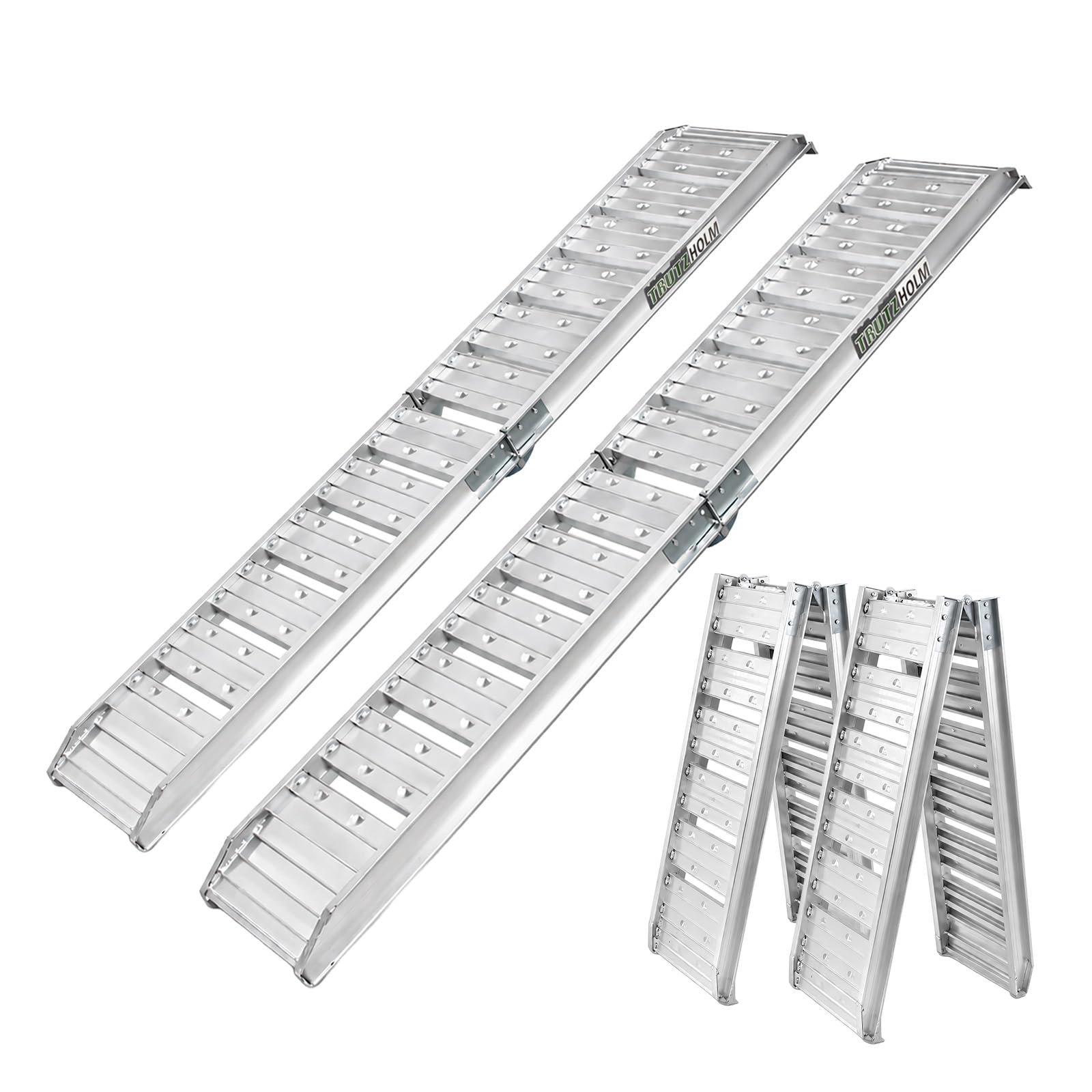 TRUTZHOLM 2X Auffahrrampe klappbar Aluminium Länge 180 cm Traglast gesamt 400 kg geriffelte Oberfläche Verladerampe