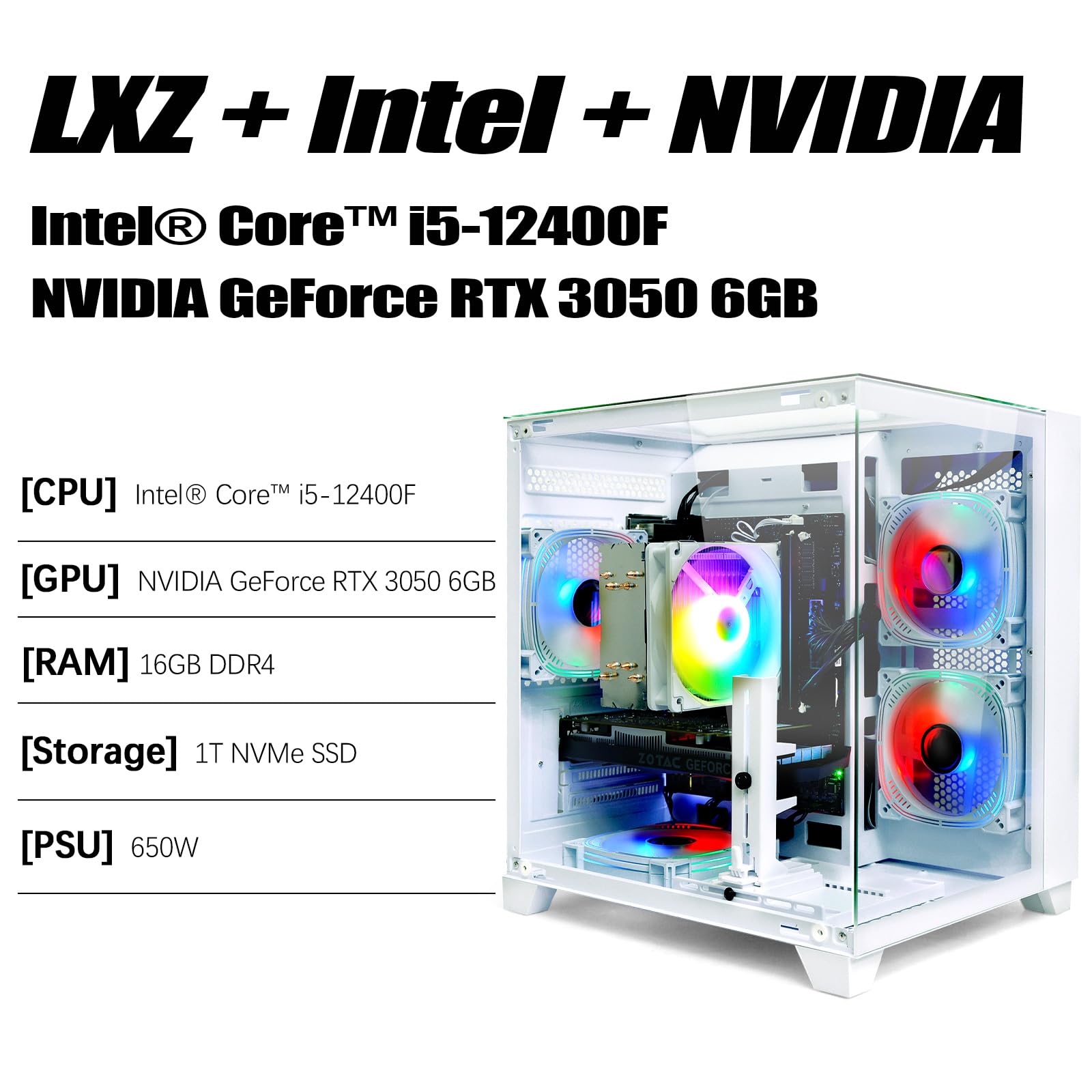 Amazon.com: LXZ Gaming PC Desktop, I5-12400F, 2.5GHz, GeForce RTX