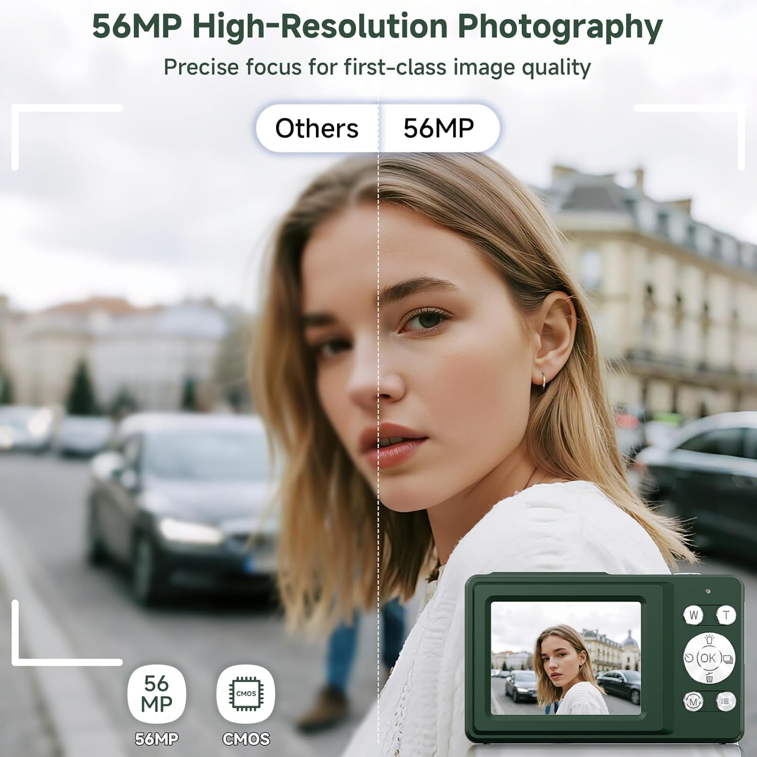 56M 2.7K デュアルスクリーンデジタルカメラグリーン
