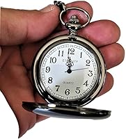 Vista 4 de Juego de reloj de bolsillo personalizado, oferta de boda y ocasión especial con cadena, caja y grabado.