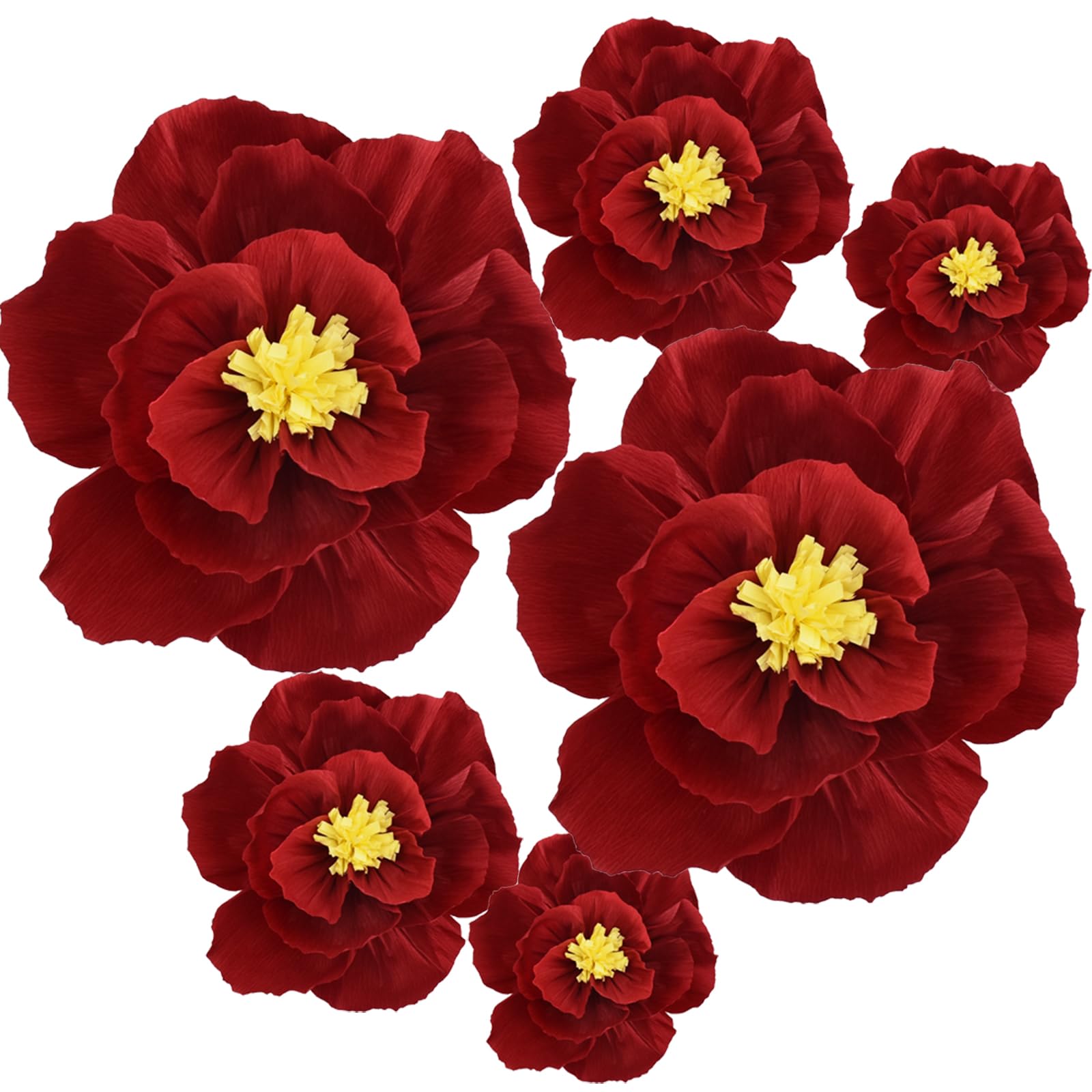 Fleurs en papier 3D rouge pour décoration murale de fête et chambre à coucher