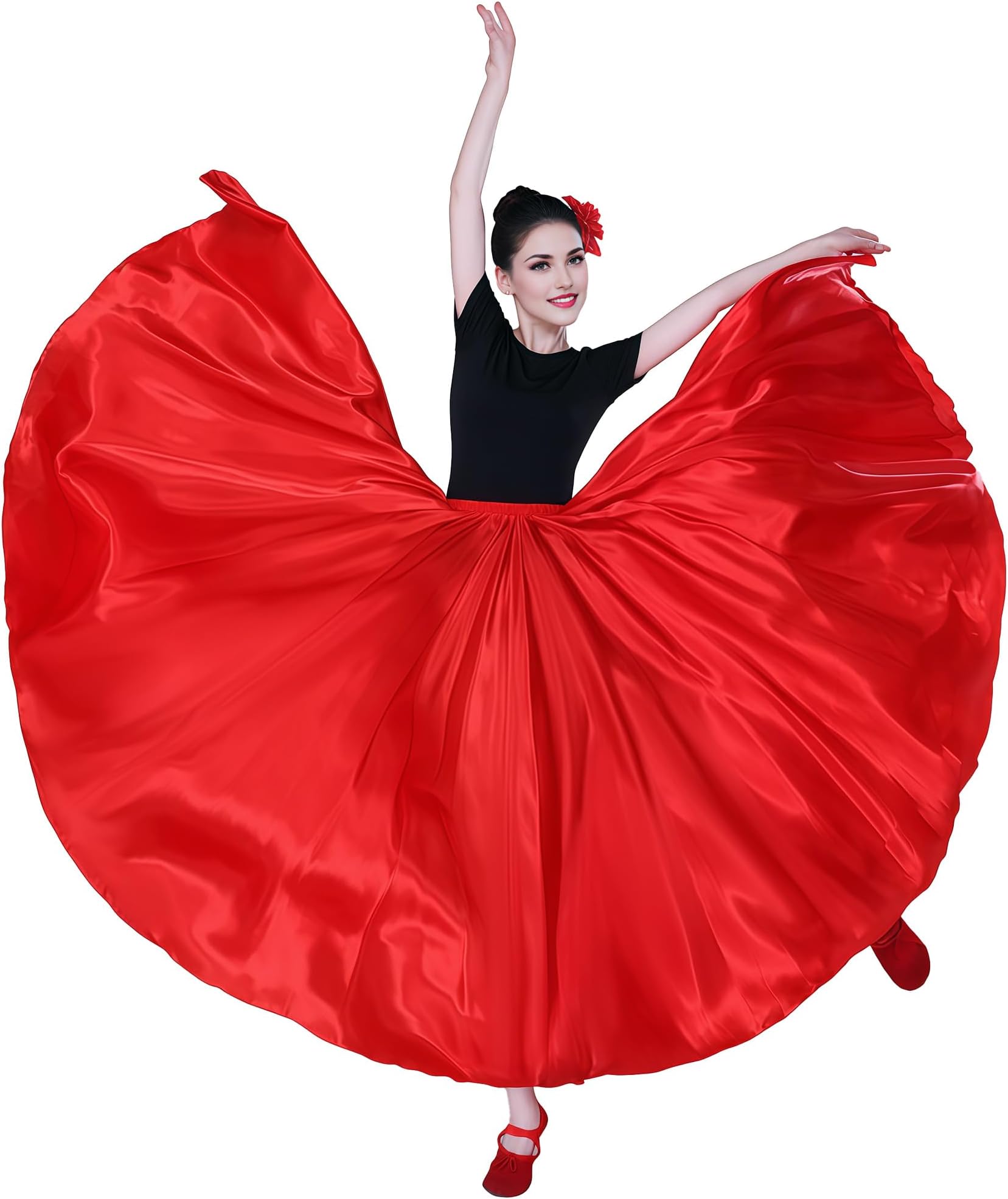 Women's Long Maxi Dance Skirt - Satin Fairy Skirt for Praise & Cosplay Belly Dance