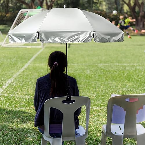 Miniatura 9 de G4Free Paraguas con abrazadera universal UPF 50+ ajustable para exteriores, protección UV, silla de playa para cochecitos, sillas de ruedas, sillas