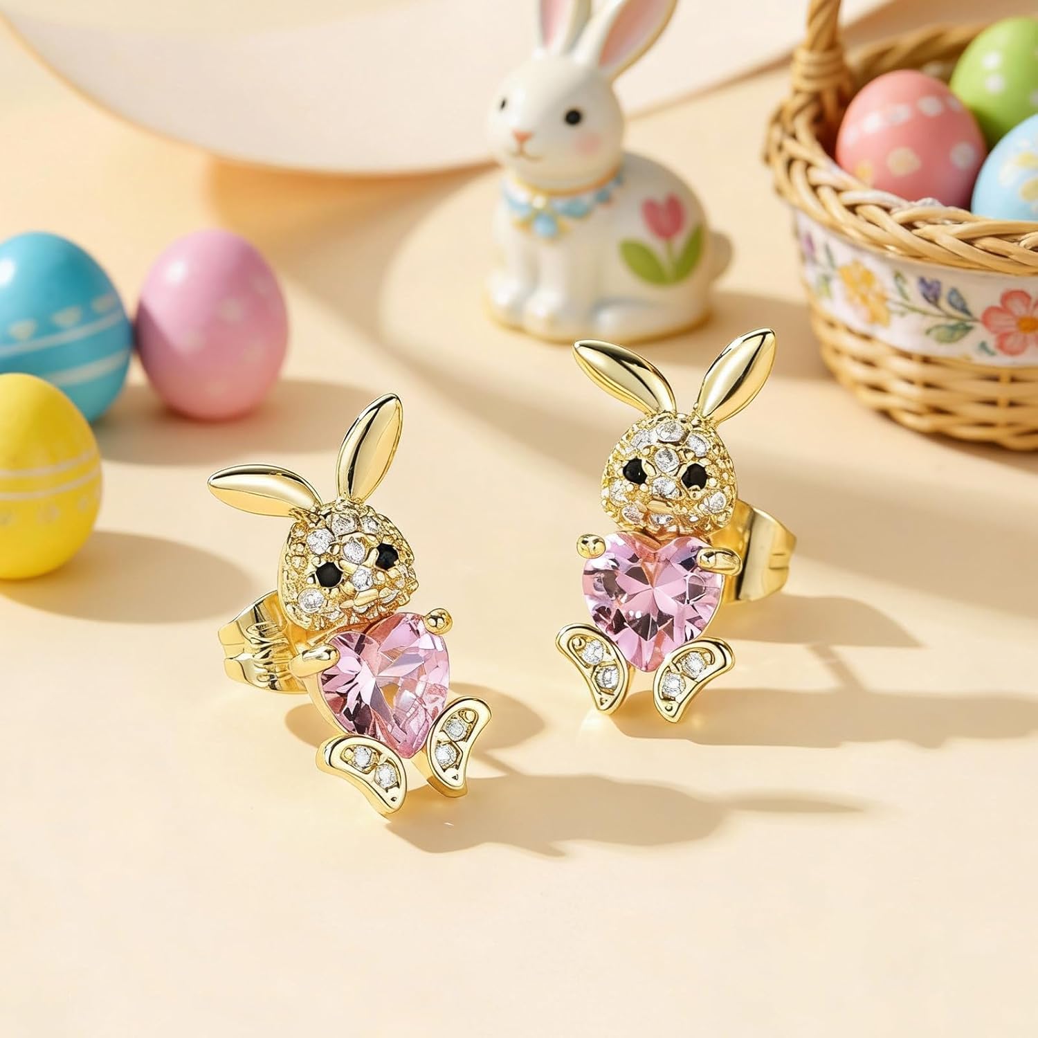 Harry and Henry Easter Earrings for Women Sparkly Rhinestone Pink Bunny Rabbit Spring Holiday Fashion Jewelry Gifts - Image 5