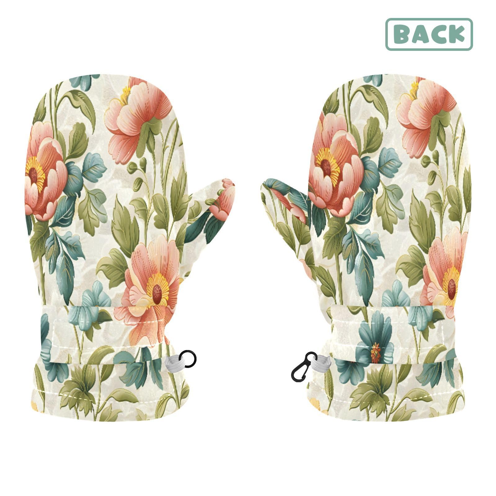 Kid's Winter Gloves Children Warm Gloves Retro Wallpaper for Boys Girl Age 4-6 Years