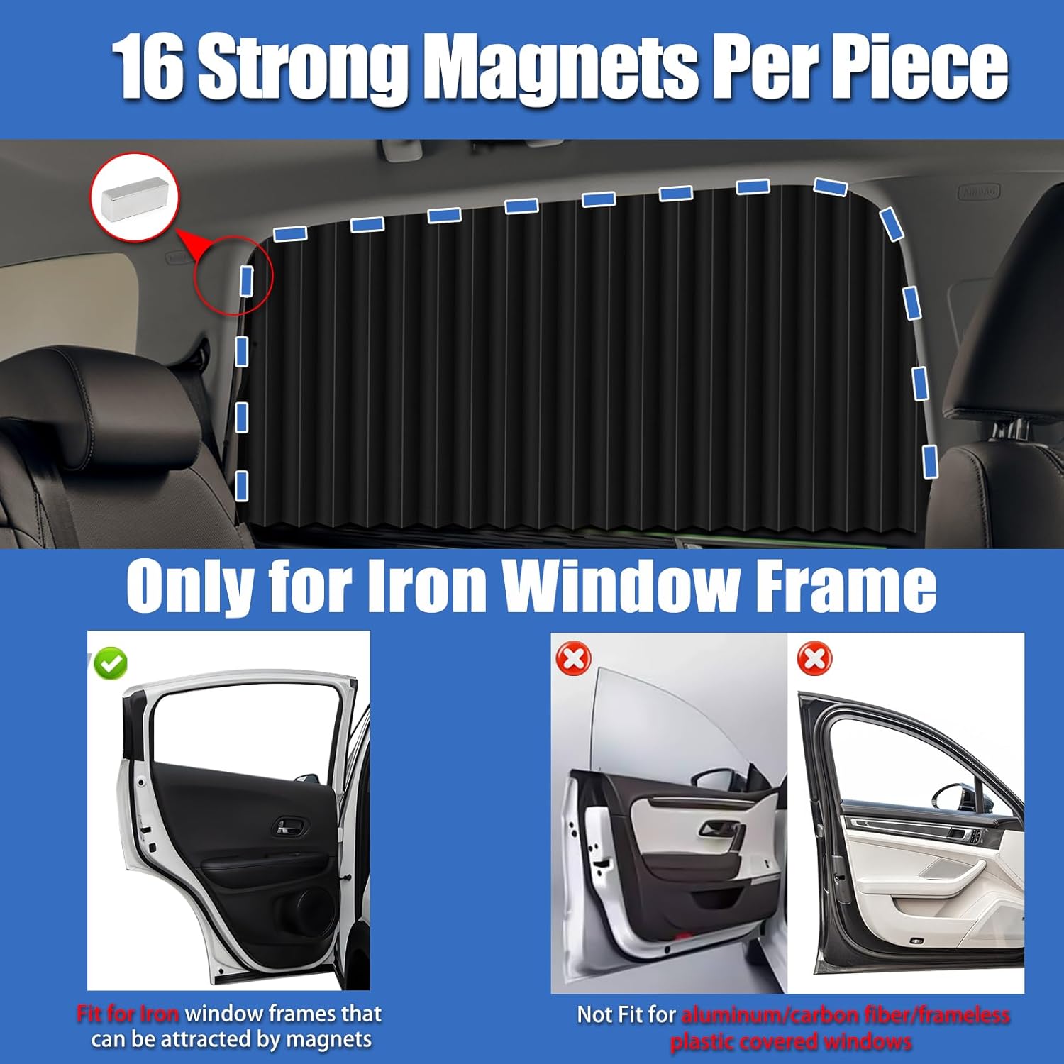 XCBYT Car Window Shades - 4 PCS 29.1 * 18.8 inches Car Window Covers 99% UV Glare Protection Car Curtains Keep Cooler Magnetic Side Window Sun Shade for Eating Breastfeeding Taking a nap Camping