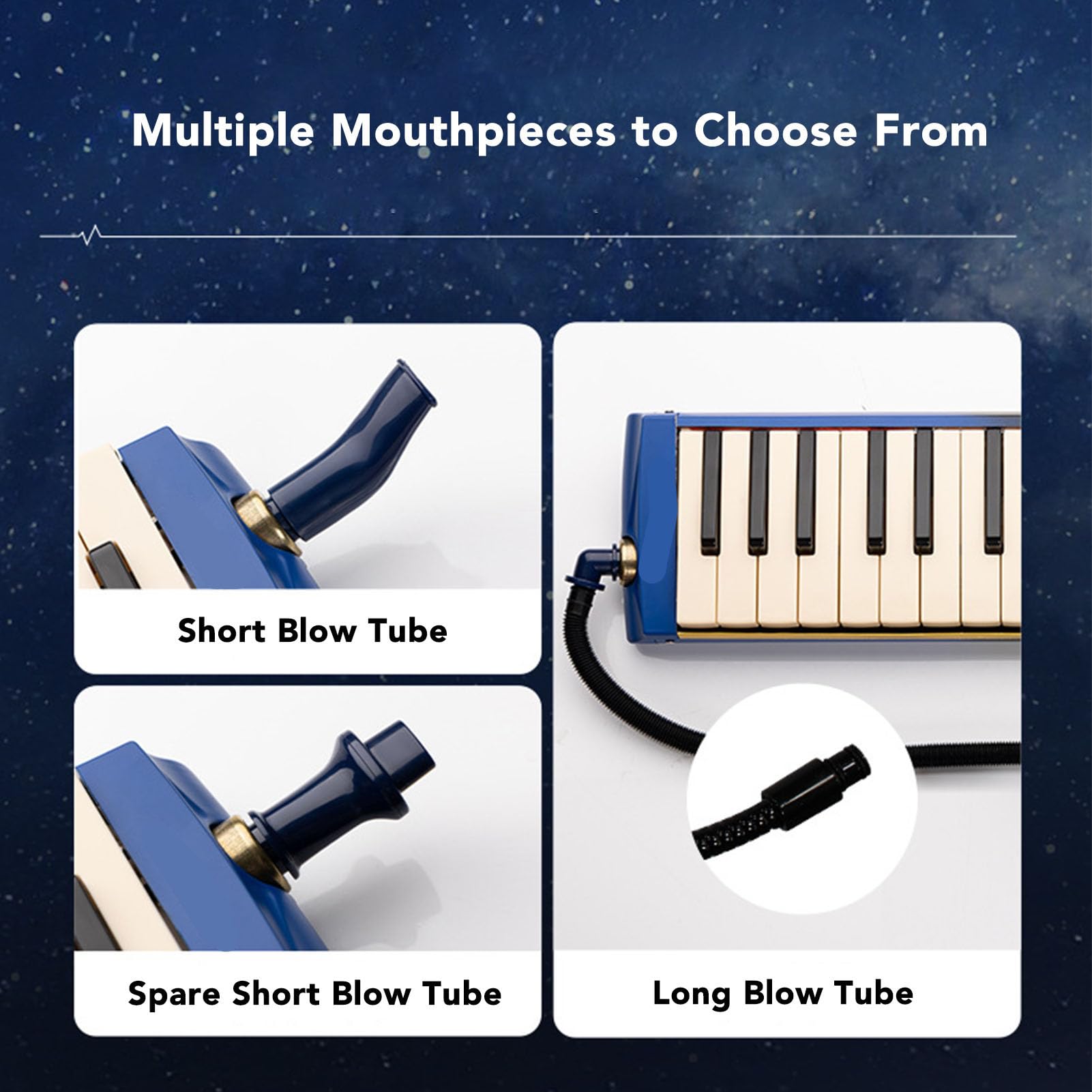 37-klawiszowy Instrument Melodica z Ustnikiem Klawiatura Pianina Powietrznego, Ustnik Klawiatura Pianina Powietrznego Instrument Muzyczny, Miękkie Rurki 2 szt. Ustnik Klawiatura