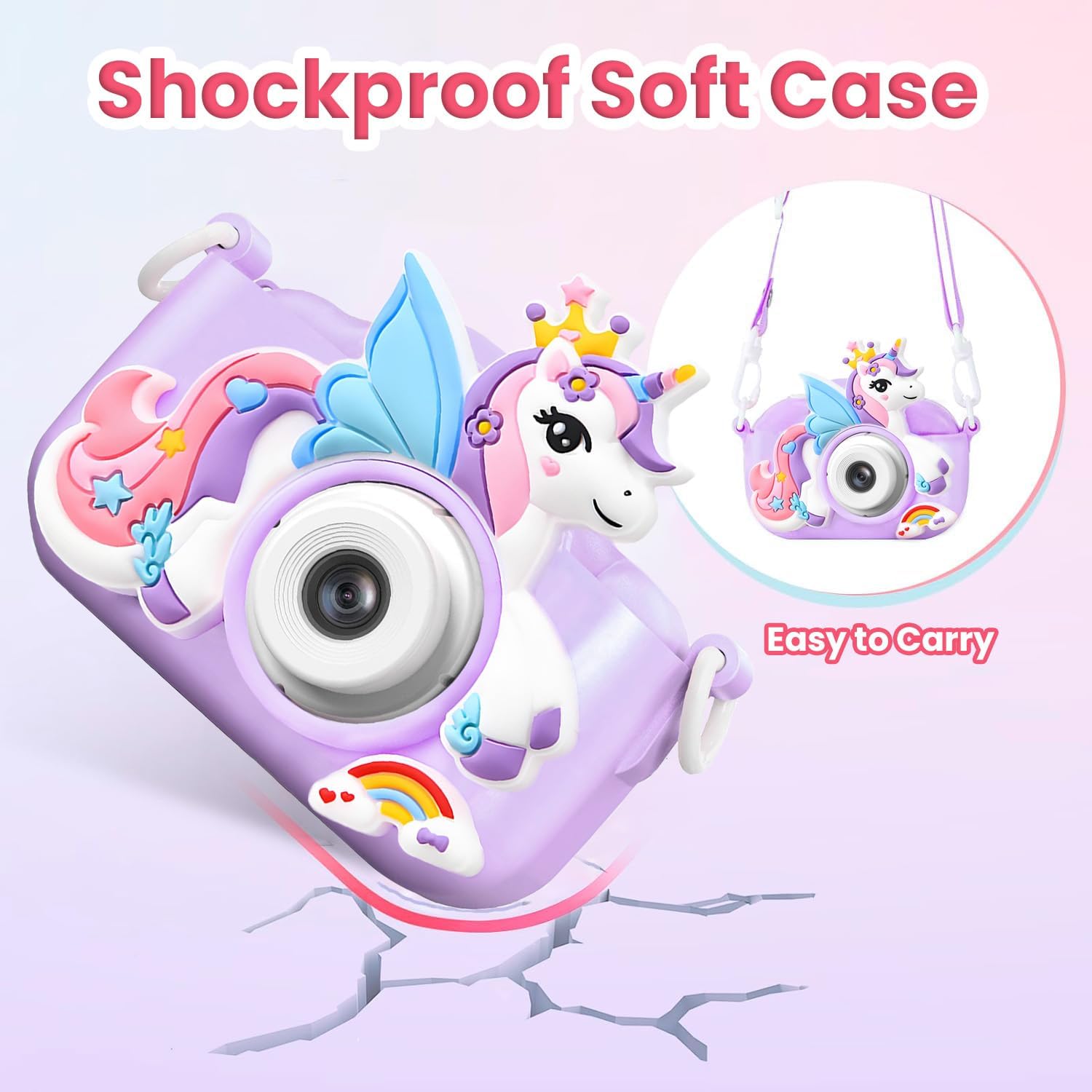 Kids Camera Toys for 3-8 Year Old Boys & Girls, 1080P HD Digital Video Toddler Camera with 32GB SD Card & Selfie Mode, Shockproof Cover Christmas Birthday Gifts for Age 3 4 5 6 7 8, Purple - Image 6