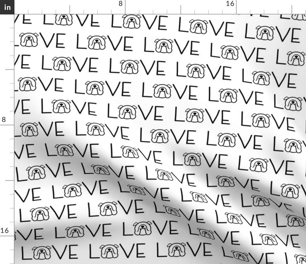 Spoonflower Fabric - English Bulldog Love Silhouette Face Dogs Pattern Bully Bulldogs Printed on Cotton Poplin Fabric by The Yard - Sewing Shirting Quilting Dresses Apparel Crafts