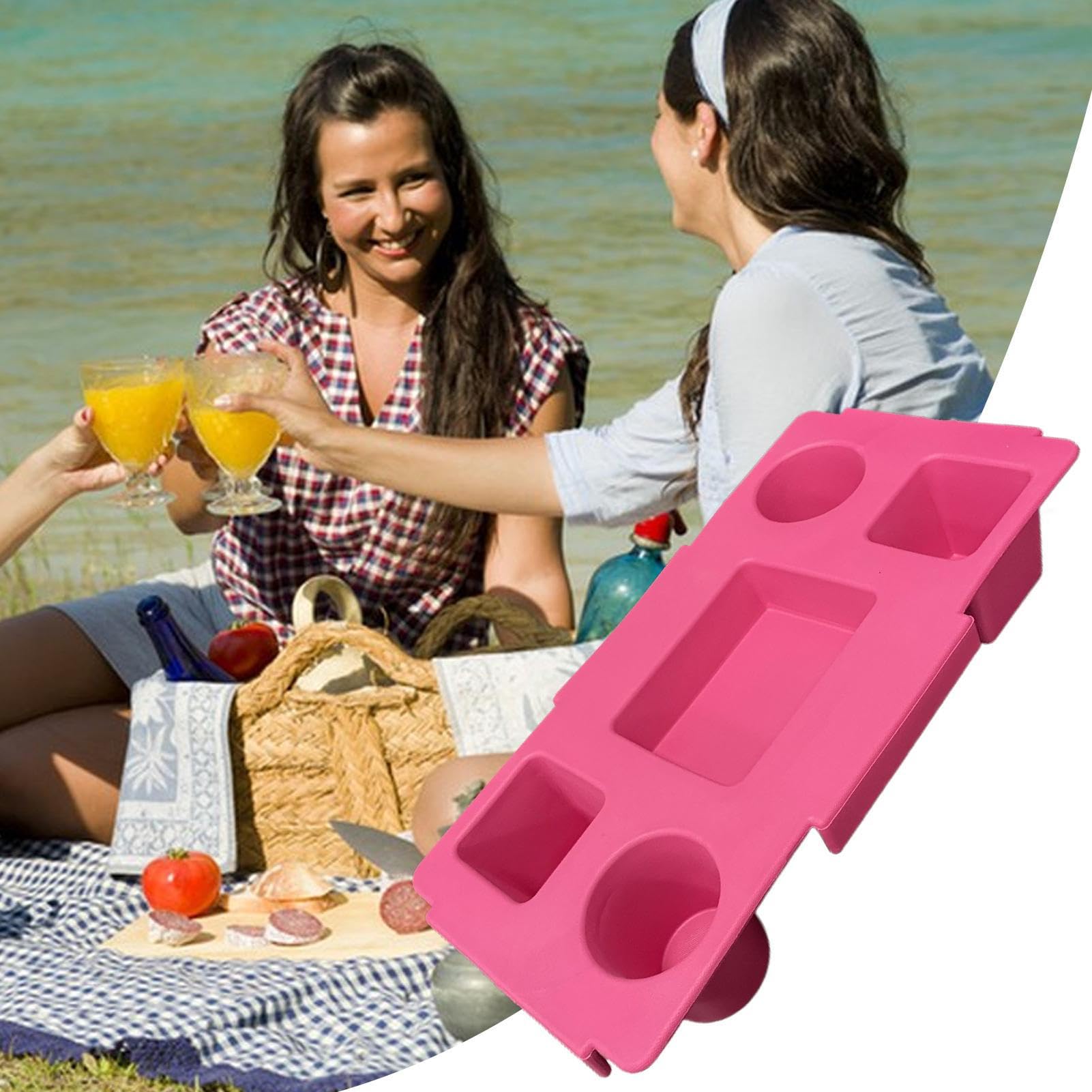 B-oggs - Bandeja portátil para bolsas con 5 compartimentos, antideslizante, para playa y camping, bandeja de servir al aire libre y accesorios esenciales para bolsas