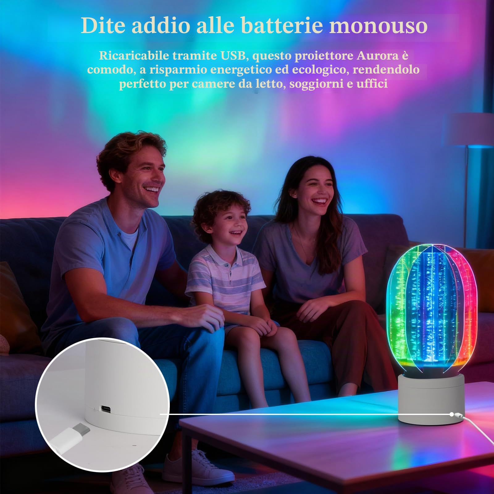 2026 Nuova luce notturna Aurora rotante 3D dimmerabile, per un'atmosfera romantica stellata, proiettore LED rotante a 360°, regalo di Natale e compleanno, decorazione per la cameretta dei