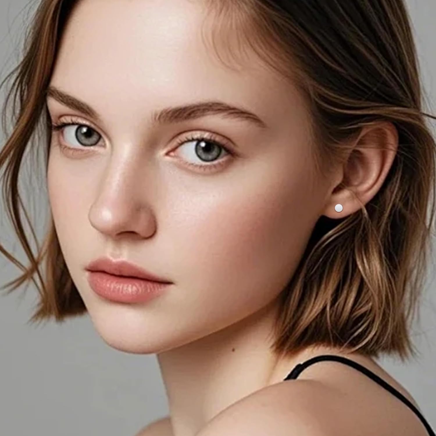 ZDE Women Earrings Threadless Flat Back Dot Earrings Titanium Hypoallergenic Cartilage Non-Nickel Black/Silver/Gold/Pink Push in Earrings Studs for Sensitive Ears Simple Classic Earstuds - Image 5