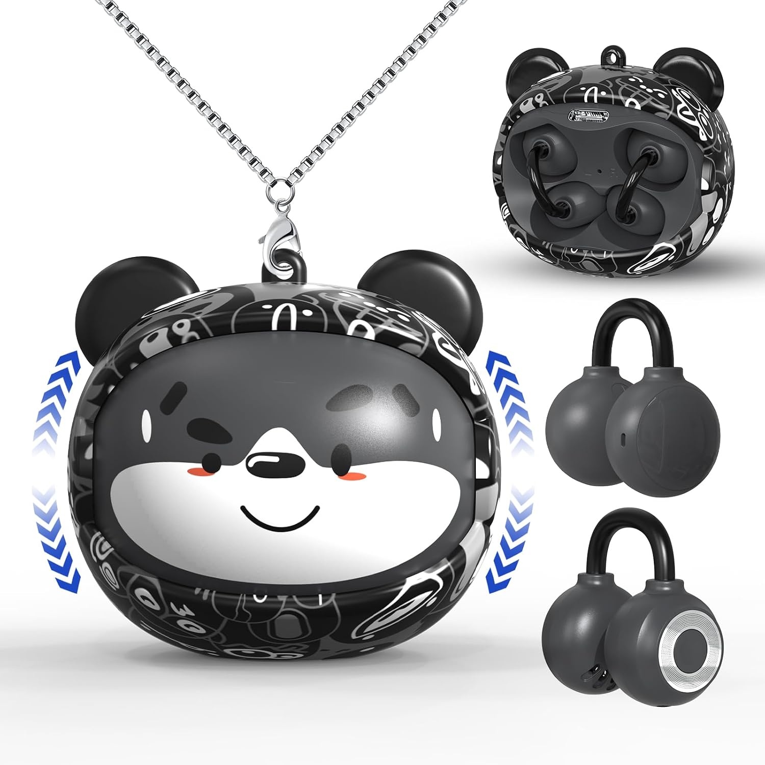  Kids Bear Open Ear Earbuds with Rotatable Case, 85dB Safe Volume thumbnail