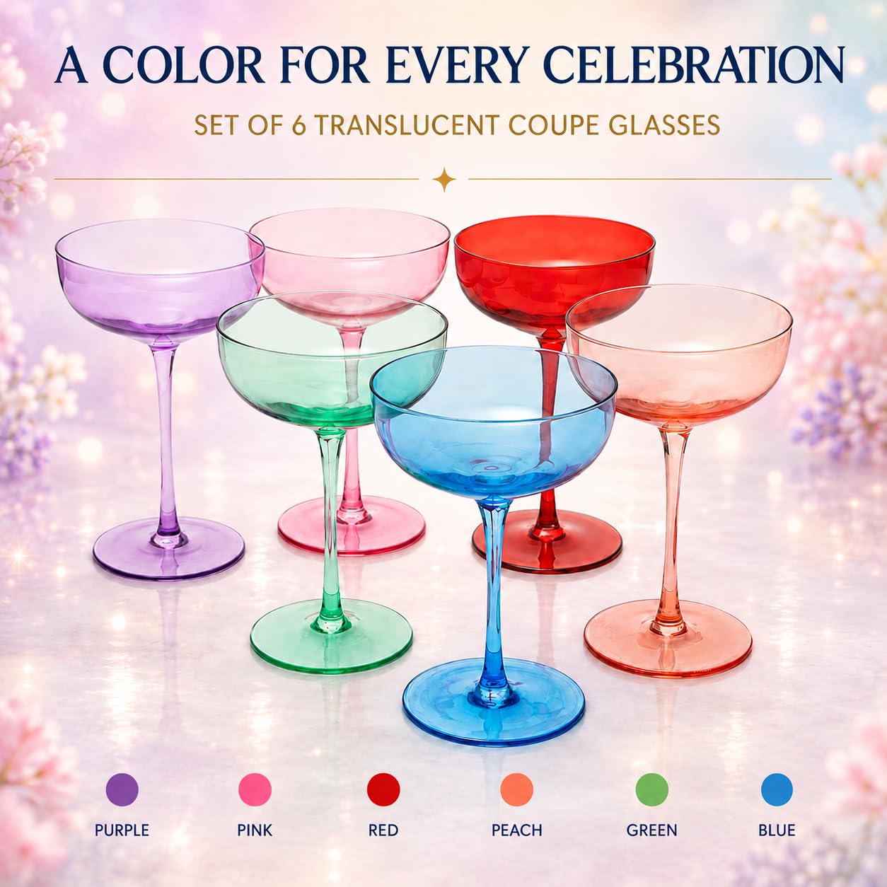 Sektgläser Cocktailgläser Champagner-Coupés - Set von 6 - Martinigläser, 250 ml handgefertigten Bar Qualität kristallgläser, Gläser & Entworfen als Martini & Espresso Martini Coupé-Brille Sektschalen