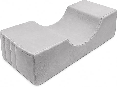 Vangoddy Lash Pillow for Eyelash Extensions - Grey Memory Foam Lash Tech Neck Support Pillow with Side Pockets, Esthetician Pillow for Facials, Spa and Lash Bed, 19.7 x 7.9 x 4.7 Inch
