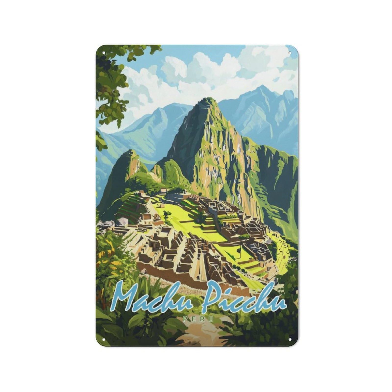 Junmoney Style-12 Machu Picchu Peru Classic Metal Wall Decor 30X20cm, Metal Wall Plaque For Hobby Room, Office, Lounge Or Living Room