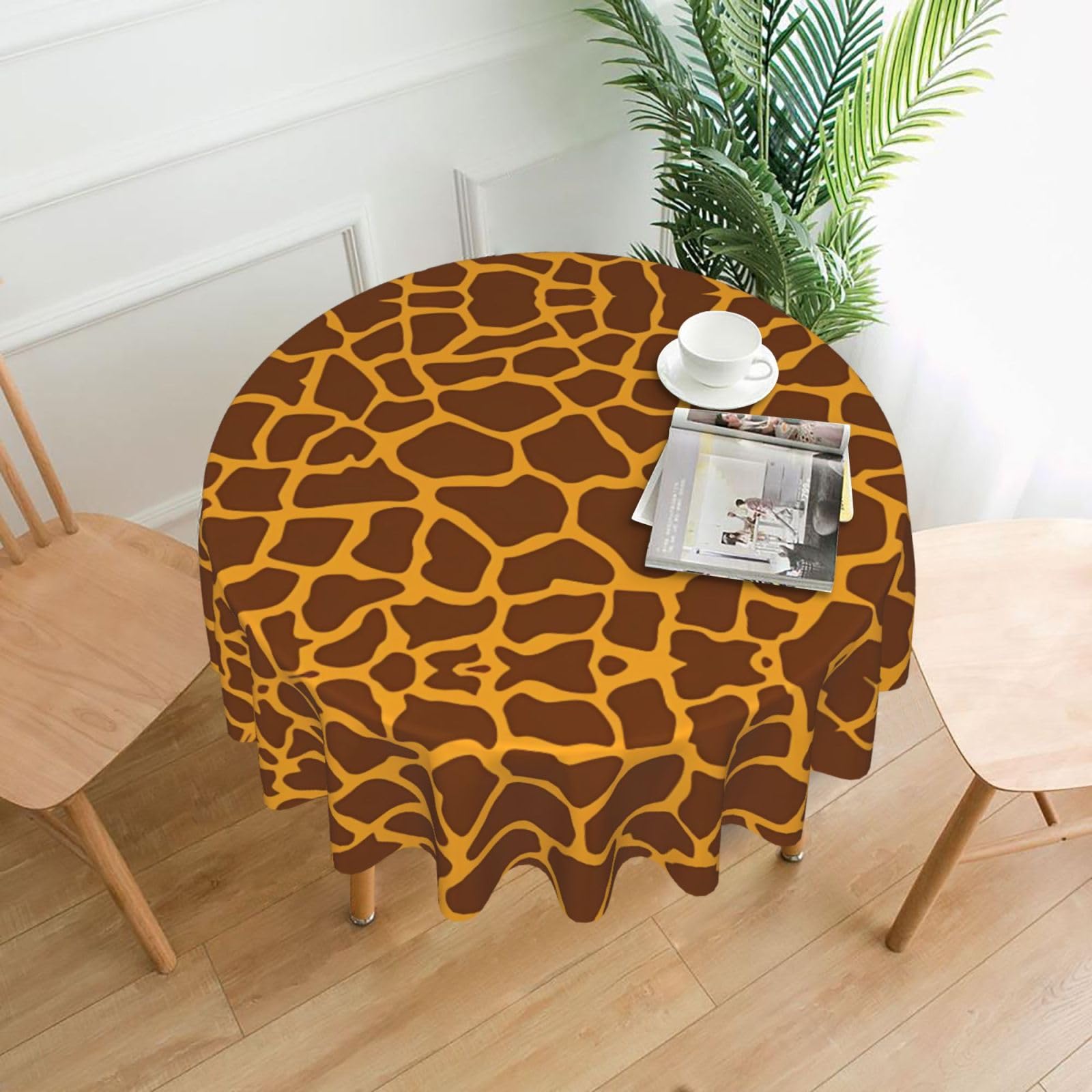 Hjfczh Black Giraffe Print Prints Round Table Throw 60 Inch - Waterproof Table Cover - Soft & Wrinkle Resistant Decor Layer For Dinners, Parties & Everyday Use