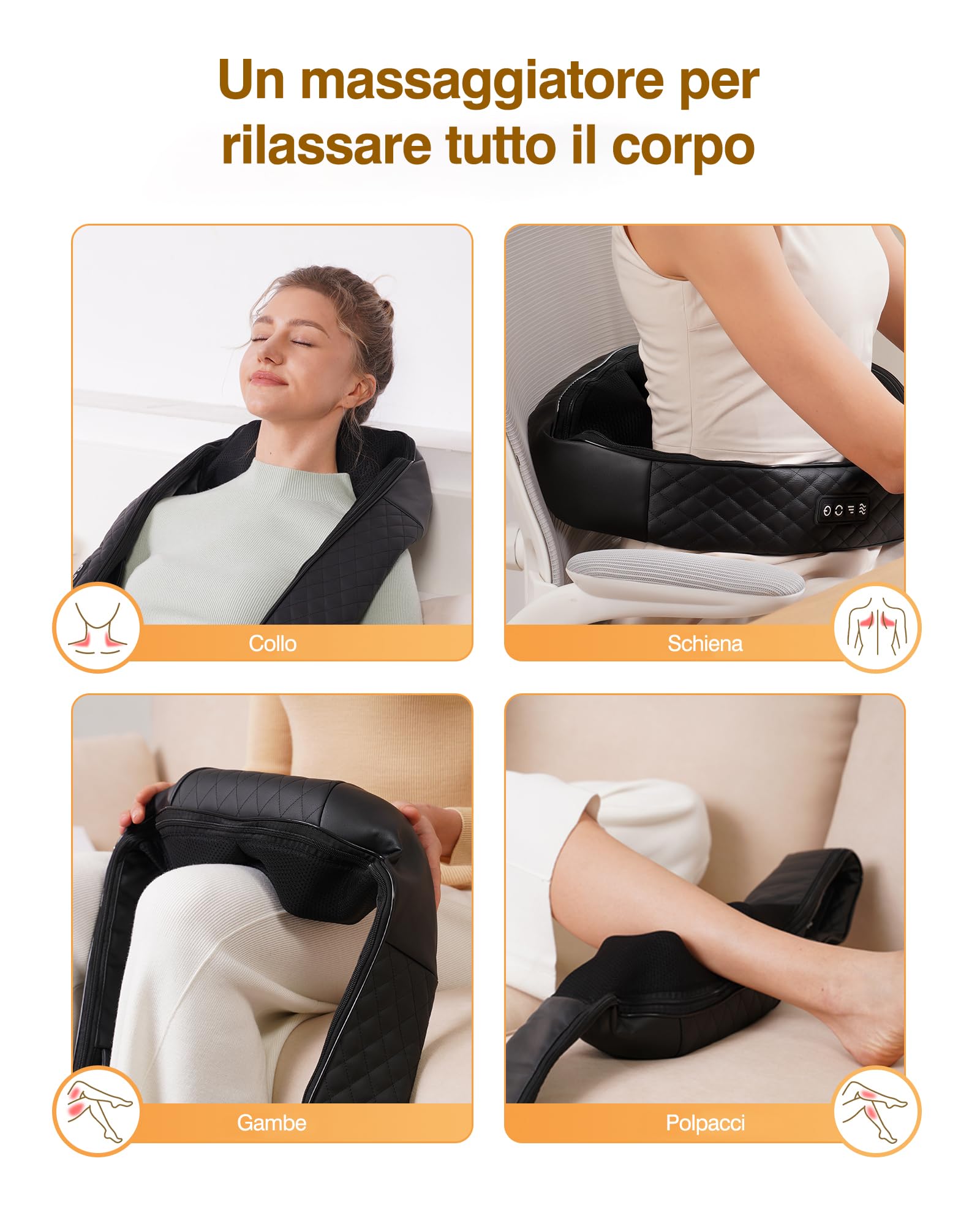 KNQZE® Massaggiatore per il Collo senza fili, Massaggiatore Shiatsu 4D per Collo e Spalle, Allevia la Tensione Cervicale, Massaggio Profondo per Collo, Spalle e Schiena