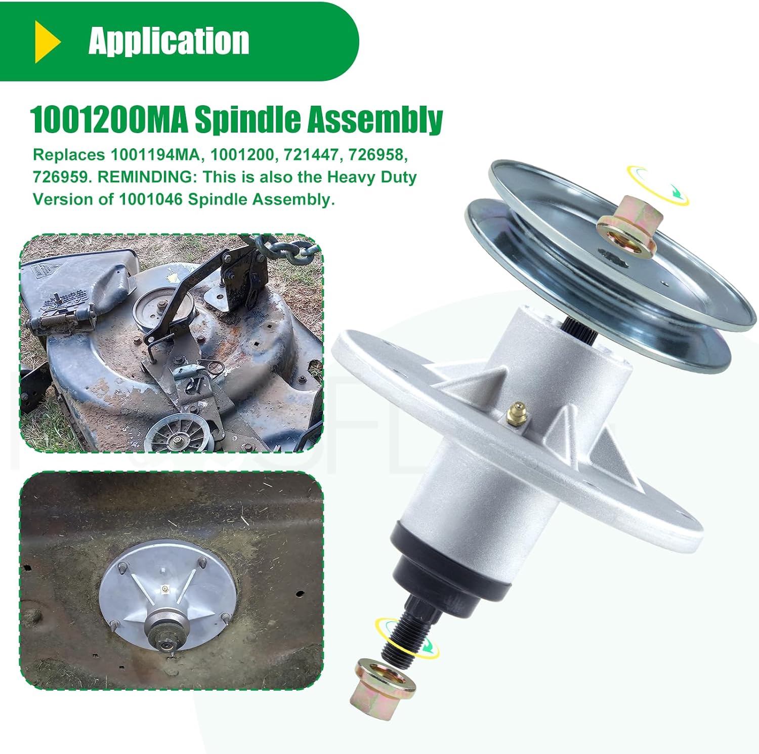 2 Pack 1001046 Spindle Assembly with 92851MA Pulley 37X62MA Belt Replaces Murray 1001046 Spindle, Murray 492574MA Spindle Assembly, 092574, 492574, 090905, 094129MA for Murray 40 Inch Decks