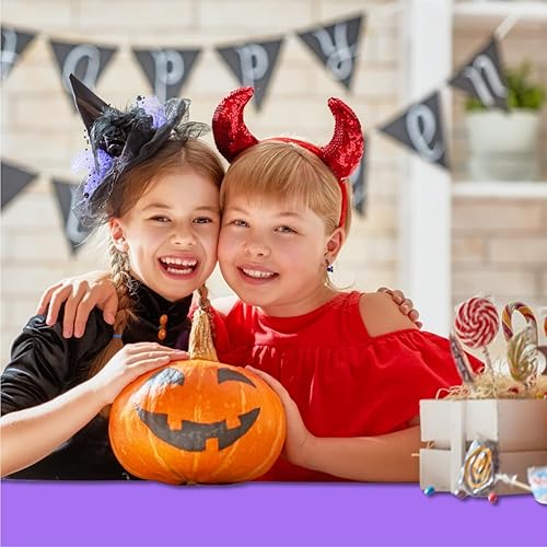 Miniatura 5 de Eunika 12 manteles de plástico desechables de Halloween, 54 x 108 pulgadas, mantel italiano rectangular a granel, negro, naranja, morado