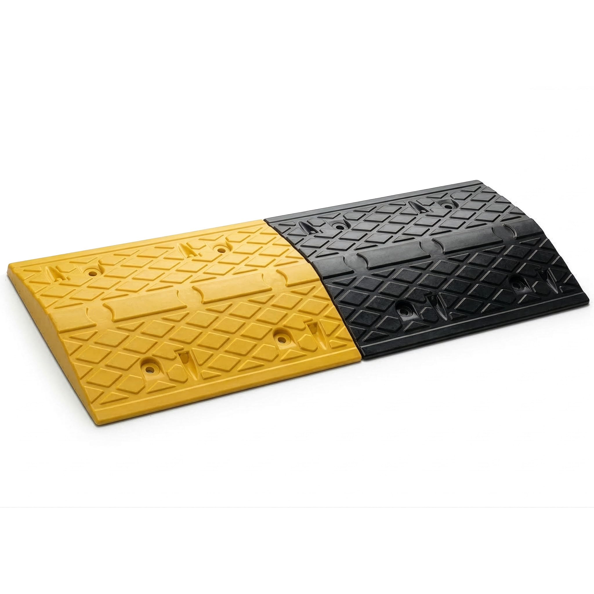 Floordirekt Gummi Bodenschwelle 2-teilig Hochwertige, Fahrbahnschwelle für effektive Geschwindigkeitsbegrenzung, Temposchwelle, (Schwarz-Gelb, 100 x 35 x 5 cm - Vento)