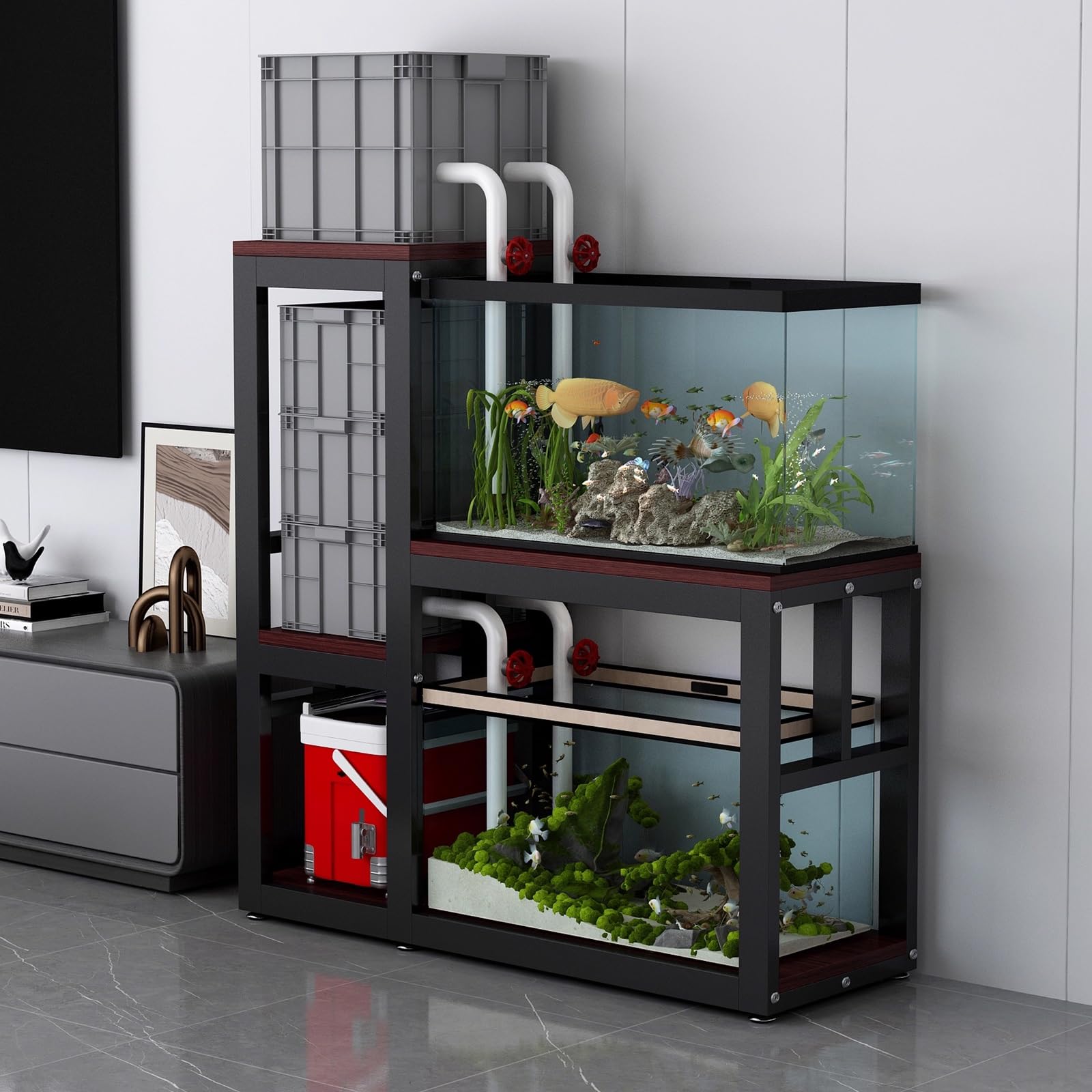 Multi-functional Aquarium Stand, Multi-tier Storage Fish Tank Stand, Easy to Assemble, Durable, Suitable for Hotels, Living Rooms, Balconies, and Offices(Style E,50x30cm/19.7x11.8in)