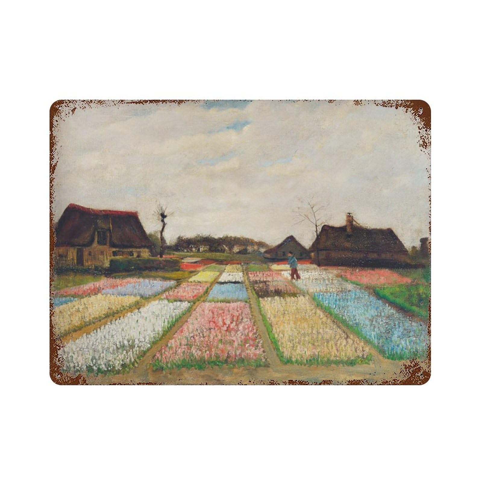 xiaoxiaoshen Van Gogh Tulip Fields Vintage Holland Wall Decor Art Metal Tin Poster Modern Home Decor Art Home Bar Shop Decorations Vintage Sign 30x40cm