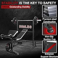 Vista 2 de Edostory Banco de pesas olímpico ajustable, equipo de entrenamiento para ejercicios en casa, banco de prensa con curl de predicador, desarrollador