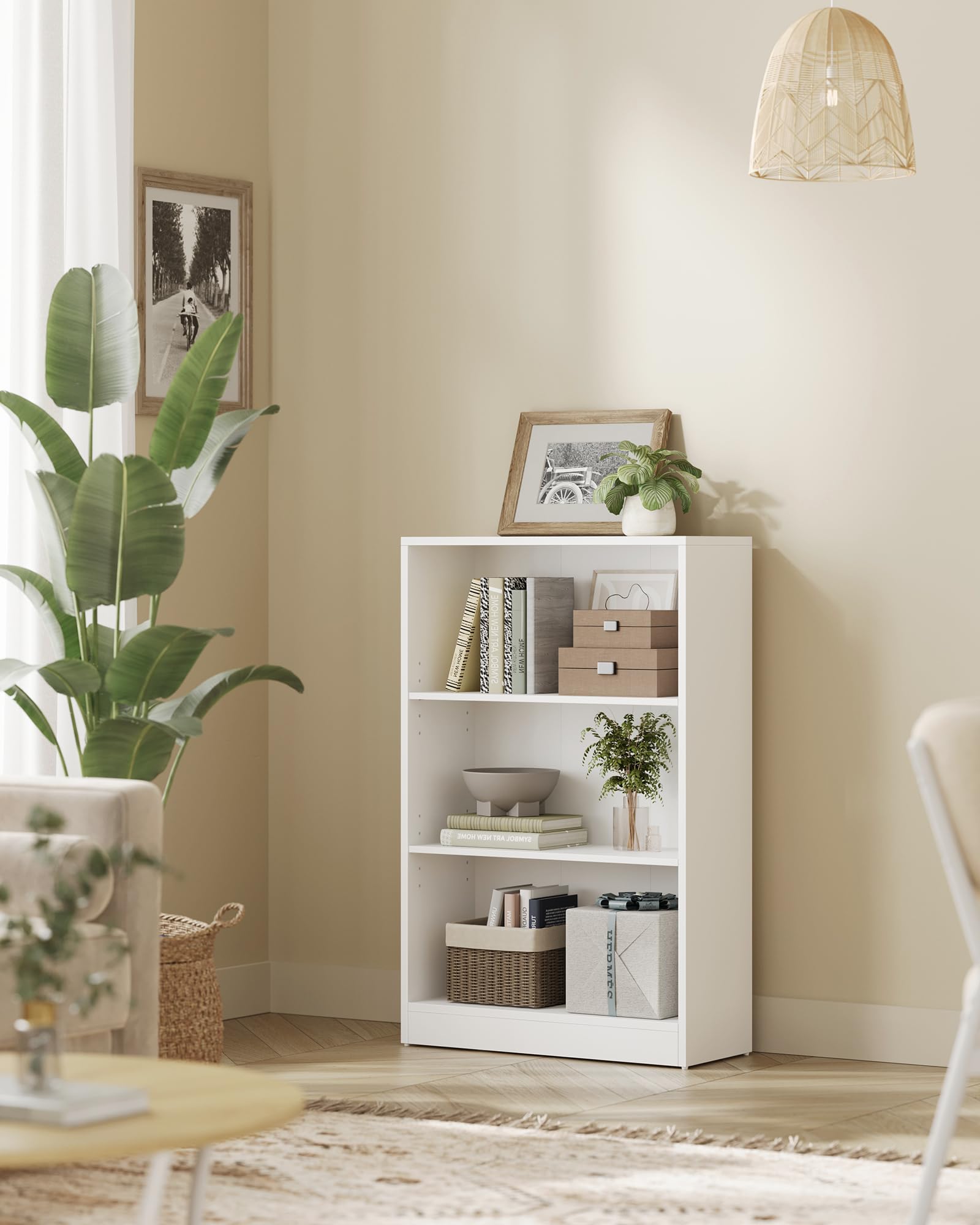 VASAGLE Librería de 3 Niveles con estantes Ajustables, estantería Infantil y Unidad de Almacenamiento para Oficina en casa de Estudio, 60 x 24 x 93 cm, Blanca LBC105T14