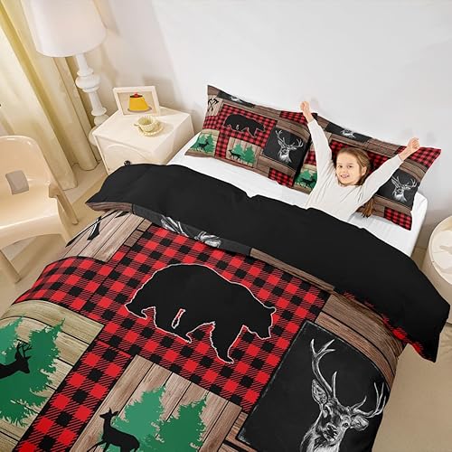 Miniatura 2 de Erosebridal Western Lodge - Juego de ropa de cama de cabaña, funda de edredón de oso y alce, funda de edredón rústica para caravana, funda de