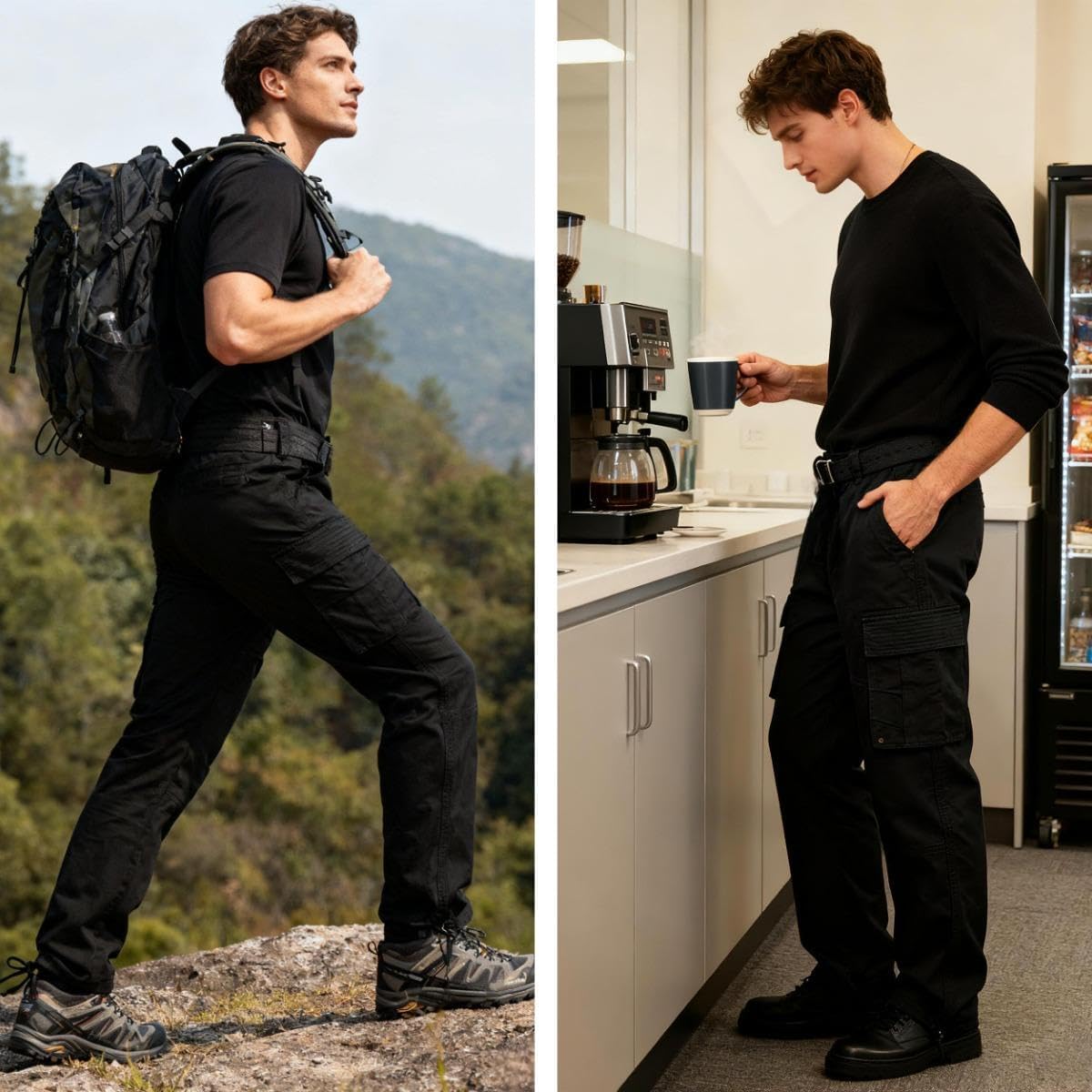 Men’s Cargo Pants Relaxed Fit Camo Work Pants Casual Tactical Hiking Pants with 6 Pockets No Belt - Image 2