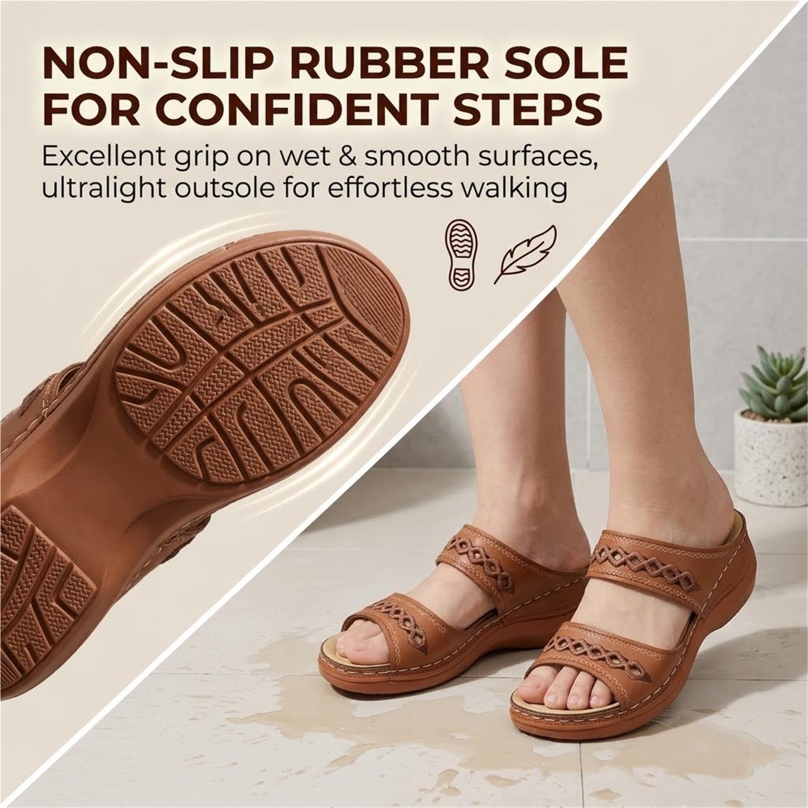 Generico Sandali Con Zeppa Da Donna, Ciabatte Larghe In Pelle Con Tacco Basso(Green,40 EU)