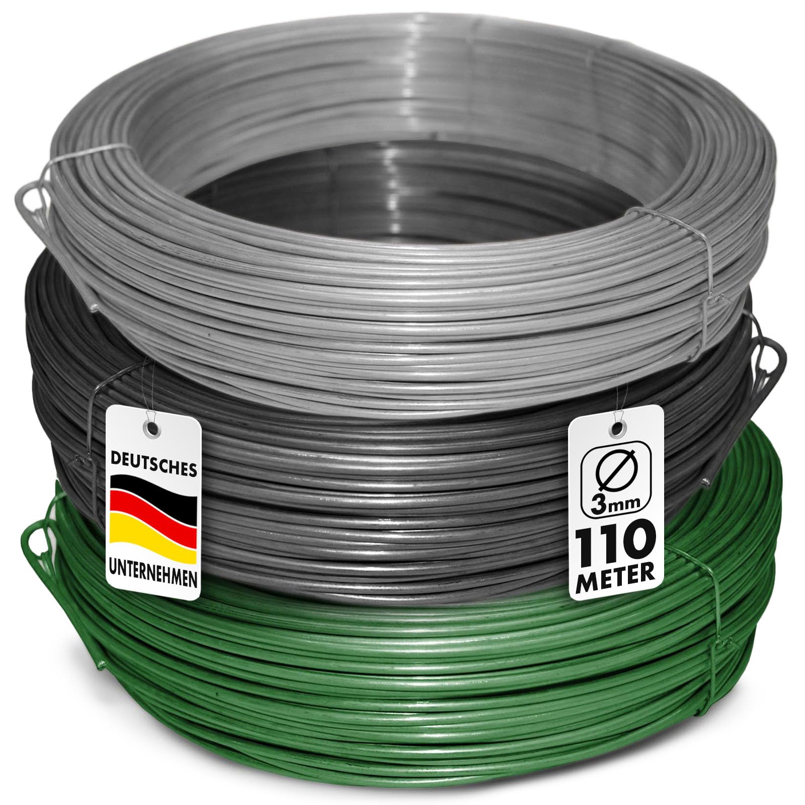 casa pura Heavy Duty Galvanised Wire Coil (3.1 mm Thicken) Tension Garden Wire For Tying Fixing and Binding, Extra Durable (110 m Long, Green)