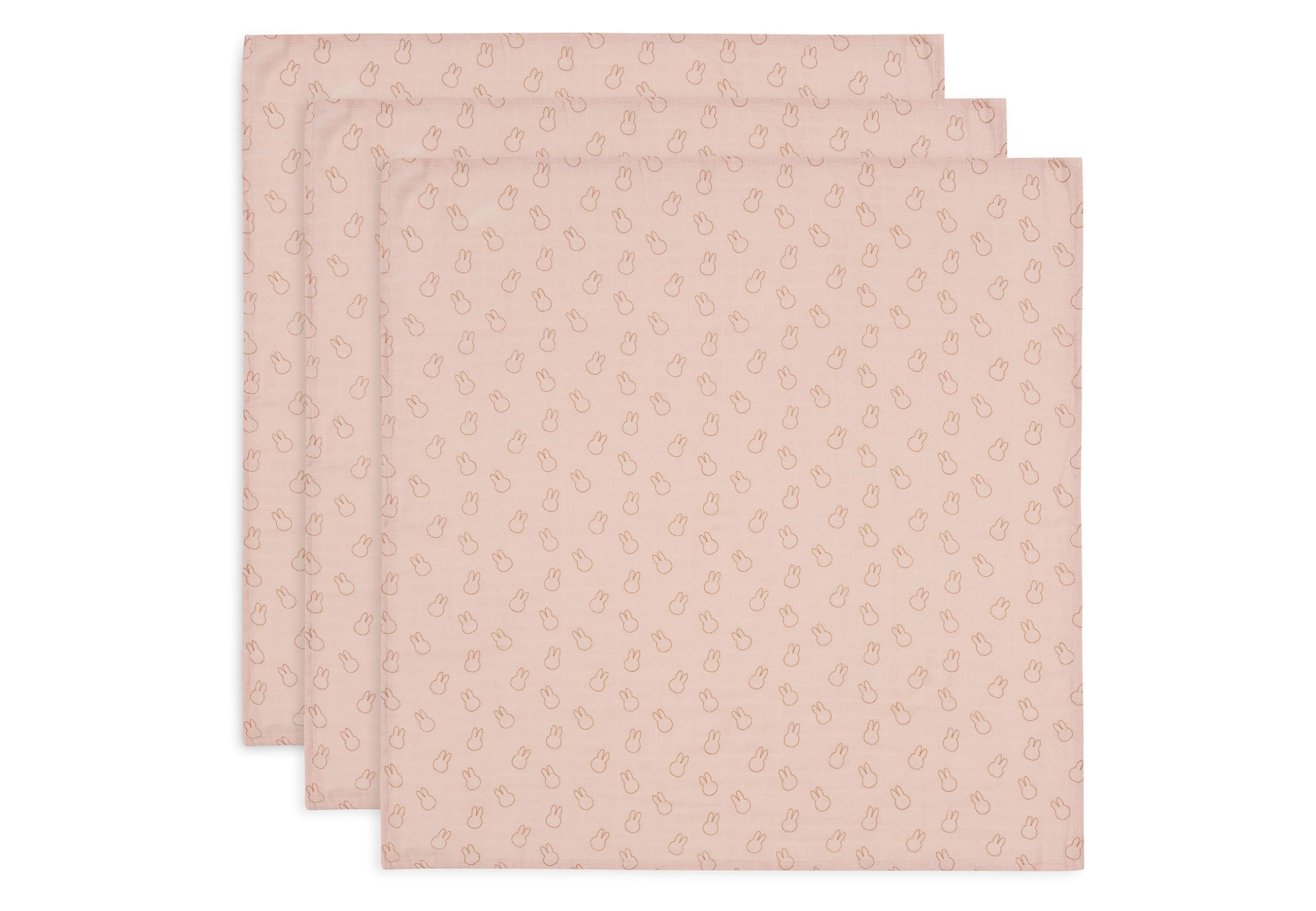 Jollein Baby Muslin Cloth - Miffy Silhouettes, Wild Rose - Pack of 3-70 x 70 cm - 100% Cotton - Burp Cloths Baby - Oeko-Tex Certified