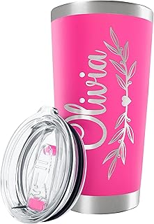 Personalized Tumbler with Engraved Name - 12 Designs, 20 Oz Coffee Tumbl...